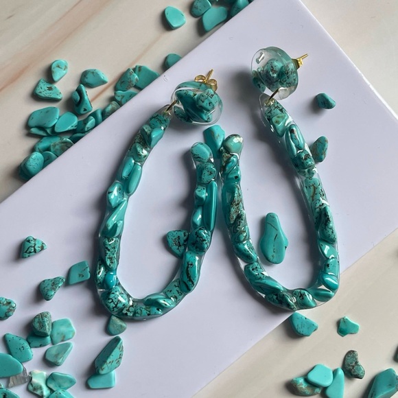 Handmade Genuine Turquoise Earrings - Picture 2 of 9